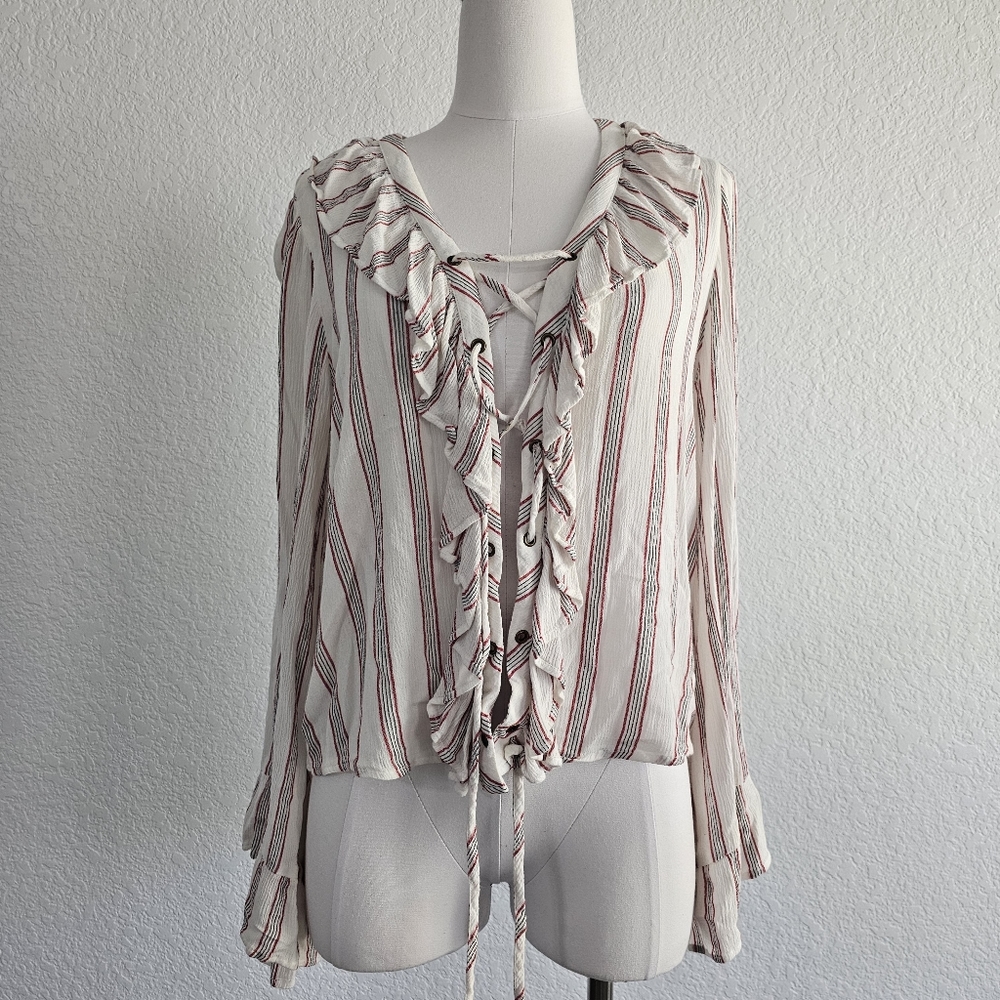 Flowy Poet or Pirate Stripped Shirt from American Eagle Size L